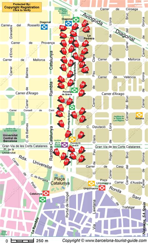 Shopping Map of Passeig de Gràcia in Barcelona, .